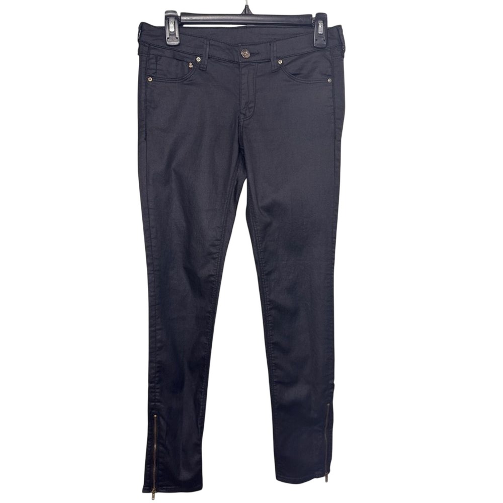 &Denim Black Pleather Glitter‎ Pants Jeans Size 27